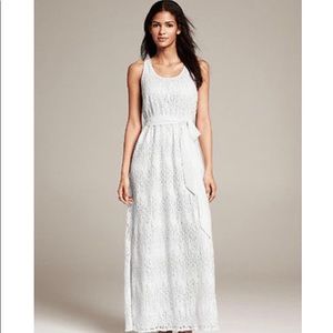 Banana republic crochet sequin white maxi dress 0p